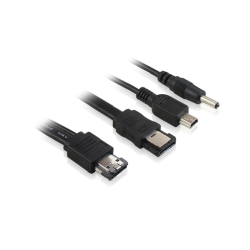 Комплект eSATA-кабелей 1 m eSATAp- ESATA - mini USB+ DC GCR GC- ST506, 7pin / 7pin / miniB 5pin / кабель постоянного тока DC, пакет