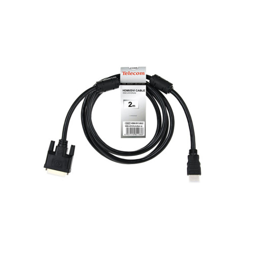 Кабель/ Кабель HDMI to DVI-D Dual Link (19M -25M) 2м, 2 фильтра, CU,Telecom (CG481F-2M) Кабель/ Кабель HDMI to DVI-D Dual Link (19M -25M) 2м, 2 фильтра, CU,Telecom (CG481F-2M)