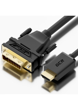 Greenconnect Кабель HDMI-DVI 0.5m черный, OD7.3mm, 28/28 AWG, позолоченные контакты, 19pin AM / 24+1M AM double link, GCR-HD2DVI1-0.5m, тройной экран