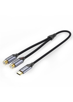 Переходник-разветвитель Vention гибкий USB-C M/2RCA F - 1м