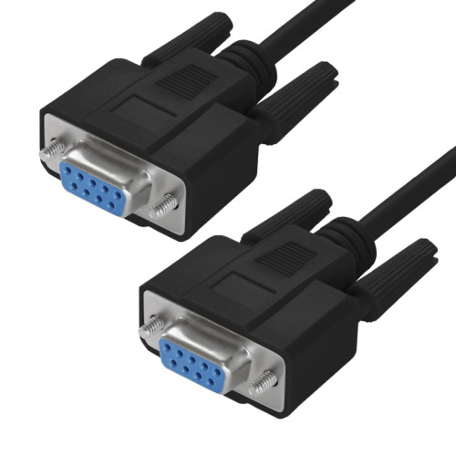 GCR PRO Кабель 1.5m черный, RS-232 DB9 F/DB9 F, 0-модемный, 30AWG, экран, GCR PRO-57633