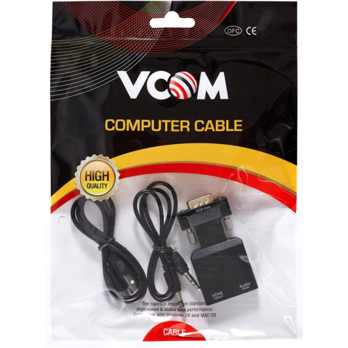 Переходник/ Переходник VGA(M)+audio+microUSB --> HDMI(F)1080*60Hz, VCOM <CA337A>