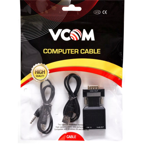 Переходник/ Переходник HDMI(F) --> VGA(M)+audio,1080*60Hz, VCOM <CA336A>