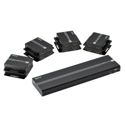 GCR PRO Разветвитель-удлинитель HDMI по витой паре 1080P до 50~60m, 1х8 до 17 дисплеев, передатчик+приемники(2хHDMI), поддержка IR, POC & EDID, Loop out TX, GCR-55774