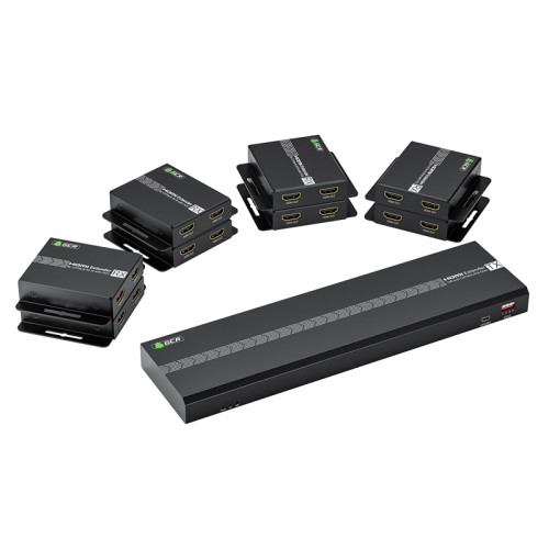 GCR PRO Разветвитель-удлинитель HDMI по витой паре 1080P до 50~60m, 1х8 до 17 дисплеев, передатчик+приемники(2хHDMI), поддержка IR, POC & EDID, Loop out TX, GCR-55774