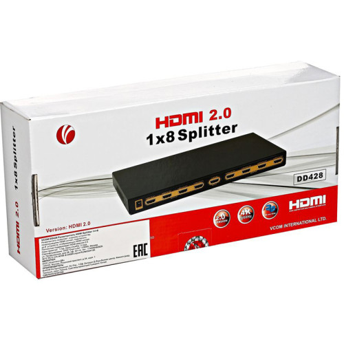 Разветвитель/ Разветвитель VCOM <DD428> HDMI Splitter (1in -> 8out, ver2.0)