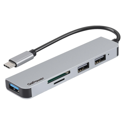 хаб/ USB-Хаб GoPower GPH5-1 3USB/MicroSD/SD Type-C (m) USB3.0 (1/100)
