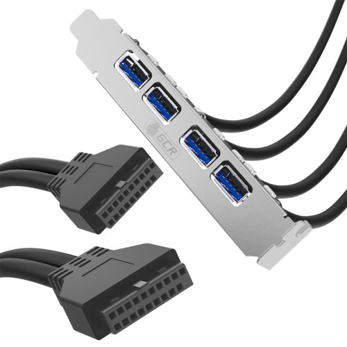 GCR Планка в корпус USB 3.0, 2 порта 20 pin на 4 внешних порта, 0.58m, черный, GCR-55564 GCR Планка в корпус USB 3.0, 2 порта 20 pin на 4 внешних порта, 0.58m, черный, GCR-55564