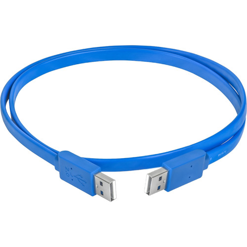 GCR Кабель PROF 5.0m USB 2.0, AM/AM, плоский, синий, морозостойкий