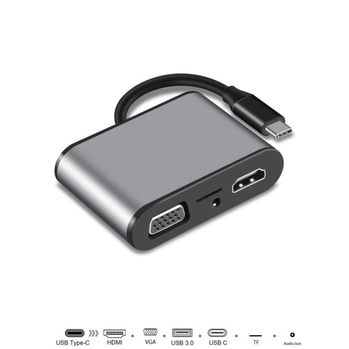 Aдаптер/ Aдаптер USB3.1 Type-CM-->HDMI +VGA+3XUSB +PD charging+TF+AUDIO,Aluminum Shell, VCOM <CU425> Aдаптер/ Aдаптер USB3.1 Type-CM-->HDMI +VGA+3XUSB +PD charging+TF+AUDIO,Aluminum Shell, VCOM <CU425>