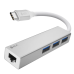 USB HUB TypeC 4в1 разветвитель на 3 порта USB 3.0 + сетевой адаптер Gigabit Ethernet RJ-45, серебристый, алюминиевый корпус, GCR-54603 USB HUB TypeC 4в1 разветвитель на 3 порта USB 3.0 + сетевой адаптер Gigabit Ethernet RJ-45, серебристый, алюминиевый корпус, GCR-54603