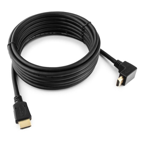 Кабель HDMI Cablexpert CC-HDMI490-15, 4.5м, v1.4, 19M/19M, углов. разъем, черный, позол.разъемы, экран, пакет (066044) {50}