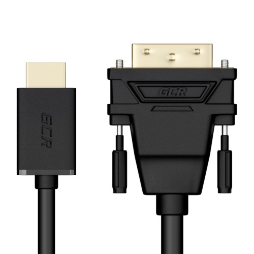 Greenconnect Кабель HDMI-DVI 5.0m черный, OD7.3mm, 28/28 AWG, позолоченные контакты, 19pin AM / 24+1M AM double link, GCR-HD2DVI1-5.0m, тройной экран
