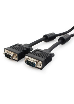 Кабель VGA Pro Cablexpert CC-PVGA-6 черный, 1.8м, 15M/15M, экран, феррит. кольца, пакет