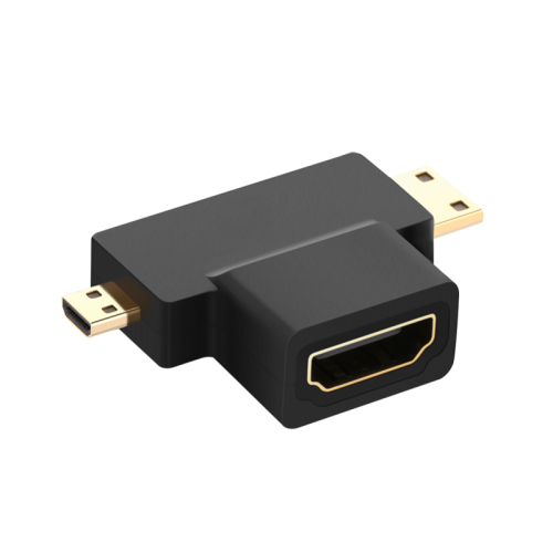 GCR Адаптер переходник 2в1 Micro-HDMI 19M + Mini-HDMI 19M / HDMI 19F, GCR-54946