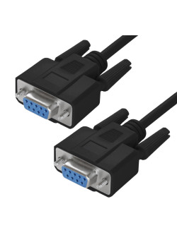 GCR PRO Кабель 1.0m черный, RS-232 DB9 F/DB9 F, 0-модемный, 30AWG, экран, GCR PRO-57632