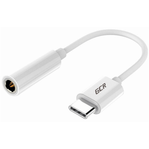 GCR Переходник USB Type C > 3.5mm mini jack, гибкий, белый, GCR-UC2AUXF