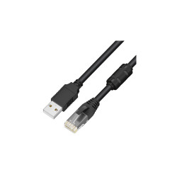 GCR Кабель консольный 3.0m USB 2.0, AM/RJ50 (10P10C), черно-прозрачный, ферритовое кольцо, 28/24 AWG, экран, армированный