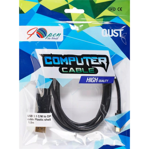 Кабель-адаптер/ Кабель-адаптер USB 3.1 Type-Cm -->DP(m) 4K@60Hz, 1,8m iOpen (Aopen/Qust) <ACU422MC-1.8M>