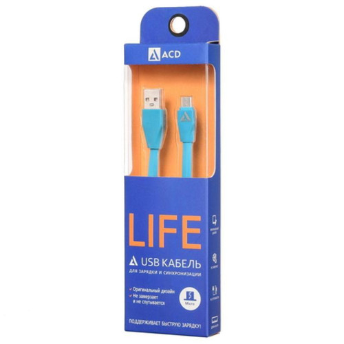 Кабели USB ACD USB кабель ACD-Life MicroUSB ; USB-A TPE, 1м, синий (ACD-U920-M1L)