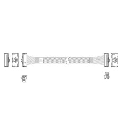 Кабель JPC P7323GB00800-1    Cable MCIO x8 74P (угловой Right Angle)  -TO-  MCIO x8 74P (угловой Right Angle) , 85 Ohm, L:80cm