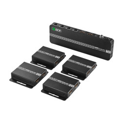 GCR PRO Разветвитель-удлинитель HDMI по витой паре 1080P до 50~60m, 1х4 до 9 дисплеев, передатчик+приемники(2хHDMI), поддержка IR, POC & EDID, Loop out TX, GCR-55266