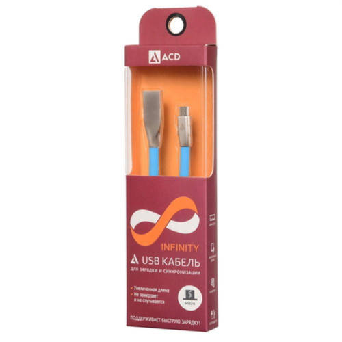 Кабели USB ACD USB кабель ACD-Infinity MicroUSB ; USB-A TPE, 1.2м, синий (ACD-U922-M1L)