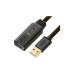 GCR Удлинитель активный 10.0m USB 2.0, AM/AF, GOLD, черно-прозрачный, с усилителем сигнала Premium, 24/22 AWG, разъём для доп.питания, 44-050618