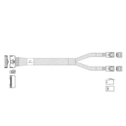 Кабель JPC P7356DN10800-1 Cable MCIO x8 74P (прямой Straight Type)  -TO-  2x HD MiniSAS 4i 36P (SFF8643, прямой Straight Type) , 85 Ohm, L:80cm