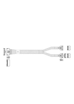 Кабель JPC P732VGB10800-1 Cable MCIO x8 74P (STRAIGHT TYPE)  -TO-  2*MCIO x4 38P (STRAIGHT TYPE) , L:80cm