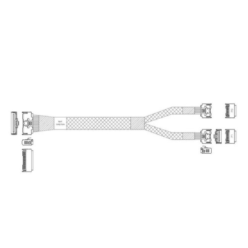 Кабель JPC P732VGB10800-1 Cable MCIO x8 74P (STRAIGHT TYPE)  -TO-  2*MCIO x4 38P (STRAIGHT TYPE) , L:80cm