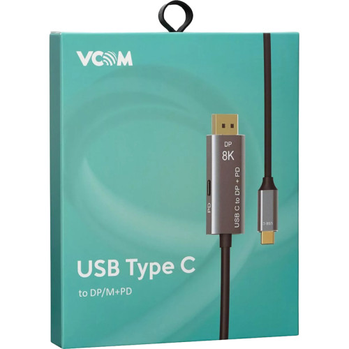 Кабель-адаптер/ Кабель-адаптер USB Type-Cm --> DP1.4v (m) 8K@60Hz, PD 100W,1.8m , Alum Shell,VCOM <CU480MCPD-1.8M>