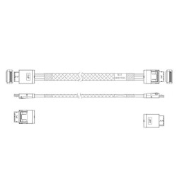 Кабель JPC P47SSDN01000-2    Cable OCuLink x4 42P (прямой Straight Type)  -TO-  OCuLink x4 42P (прямой Straight Type) , 85 Ohm, L:100cm