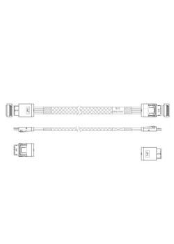 Кабель JPC P47SSDN01000-2    Cable OCuLink x4 42P (прямой Straight Type)  -TO-  OCuLink x4 42P (прямой Straight Type) , 85 Ohm, L:100cm