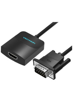 Мультимедиа конвертер Vention VGA + аудио > HDMI, гибкий, черный
