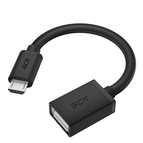 GCR PRO Адаптер переходник OTG 0.75m USB, microB 5pin/AF, черный, морозостойкий, GCR-55591