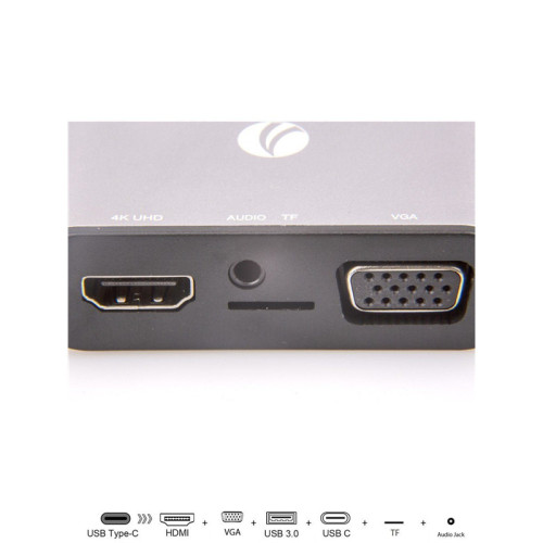 Aдаптер/ Aдаптер USB3.1 Type-CM-->HDMI +VGA+3XUSB +PD charging+TF+AUDIO,Aluminum Shell, VCOM <CU425> Aдаптер/ Aдаптер USB3.1 Type-CM-->HDMI +VGA+3XUSB +PD charging+TF+AUDIO,Aluminum Shell, VCOM <CU425>