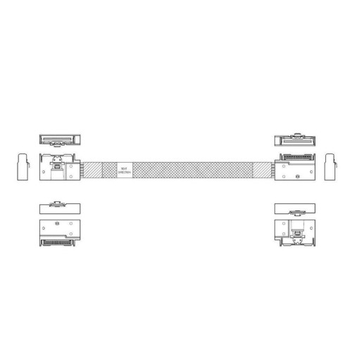Кабель JPC P732EGB00800-1    Cable MCIO x8 74P (угловой Right Exit)  -TO-  MCIO x8 74P (угловой Right Exit) , 85 Ohm, L:80cm