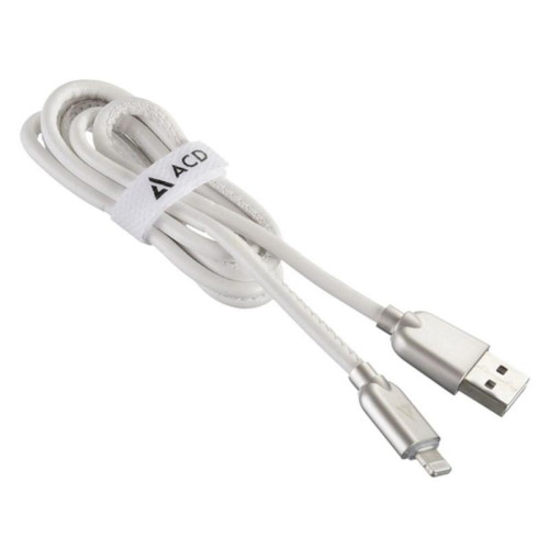 Кабели USB ACD USB кабель ACD-Allure Lightning ; USB-A Кожа, 1м, белый (ACD-U926-P5W)