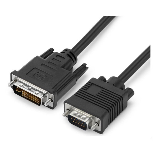 Переходник/ Кабель GoPower DVI-I (m)-VGA (m) 1м черный Premium Zip-Lock c подвесом (1/200)