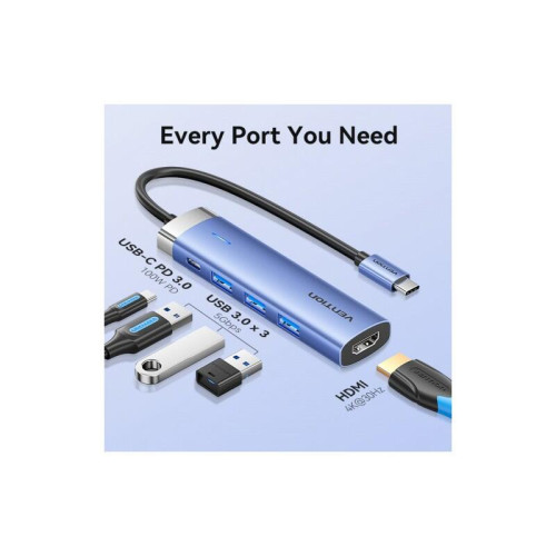 Мультифункциональный хаб Vention USB Type C 5 в 1 Мультифункциональный хаб Vention USB Type C 5 в 1