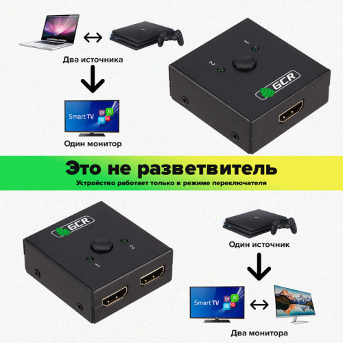 Greenconnect Переключатель v2.0 HDMI 2 к 1 Bi-Direction Switch серия Greenline