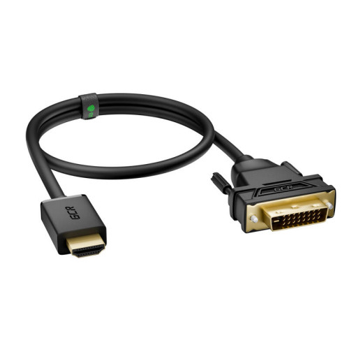 GCR Кабель 2.0m HDMI-DVI черный, GOLD, 19M / 25M Dual Link, 28 AWG, тройной экран