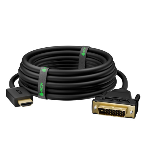 GCR Кабель 20.0m HDMI-DVI черный, OD8.0mm, 28 AWG, позолоченные контакты, 19M / 25M Dual Link, тройной экран