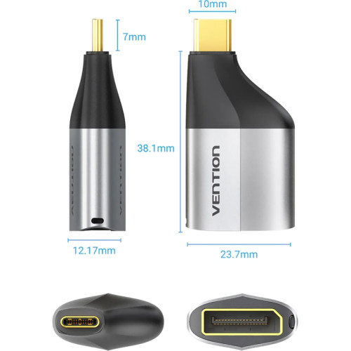 Адаптер-переходник Vention USB CM > DP F Серый