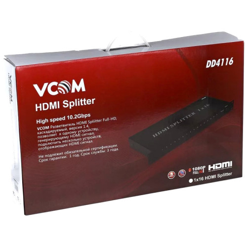 Разветвитель/ Разветвитель HDMI Spliitter 1=>16 3D Full-HD 1.4v, каскадируемый VCOM <DD4116> Разветвитель/ Разветвитель HDMI Spliitter 1=>16 3D Full-HD 1.4v, каскадируемый VCOM <DD4116>