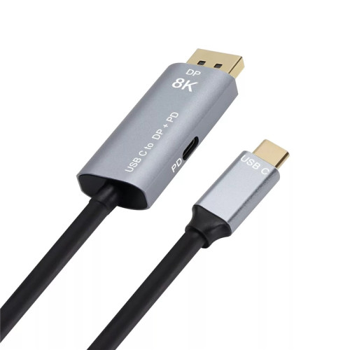 Кабель-адаптер/ Кабель-адаптер USB Type-Cm --> DP1.4v (m) 8K@60Hz, PD 100W,1.8m , Alum Shell,VCOM <CU480MCPD-1.8M>