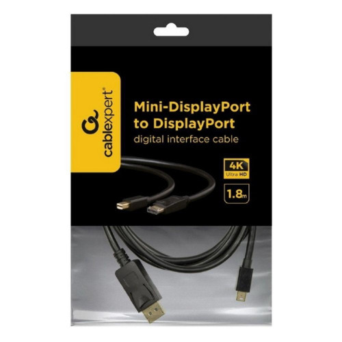 Кабель miniDP-DP Cablexpert CCP-mDP2-6 20M/20M, v.1.2, 4K, 1.8м, черный, позол.разъемы, пакет (CCP-mDP2-6) (104210)