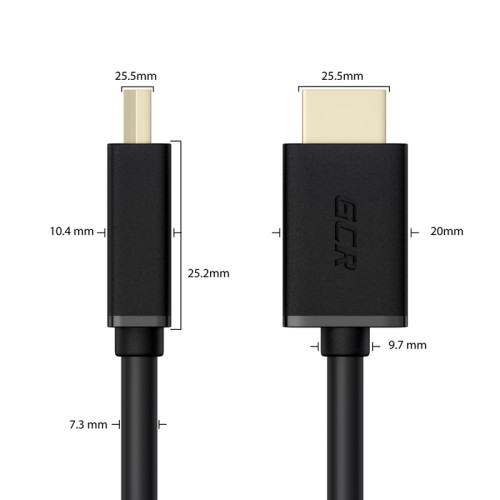 GCR Кабель 2.0m HDMI-DVI черный, GOLD, 19M / 25M Dual Link, 28 AWG, тройной экран