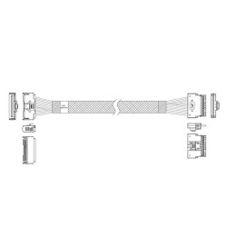 Кабель JPC P7328DN00800-1 Cable MCIO x8 74P (прямой Straight Type)  -TO-  Slimline SAS x8 74P (SFF8654, прямой Straight Type) , 85 Ohm, L:80cm